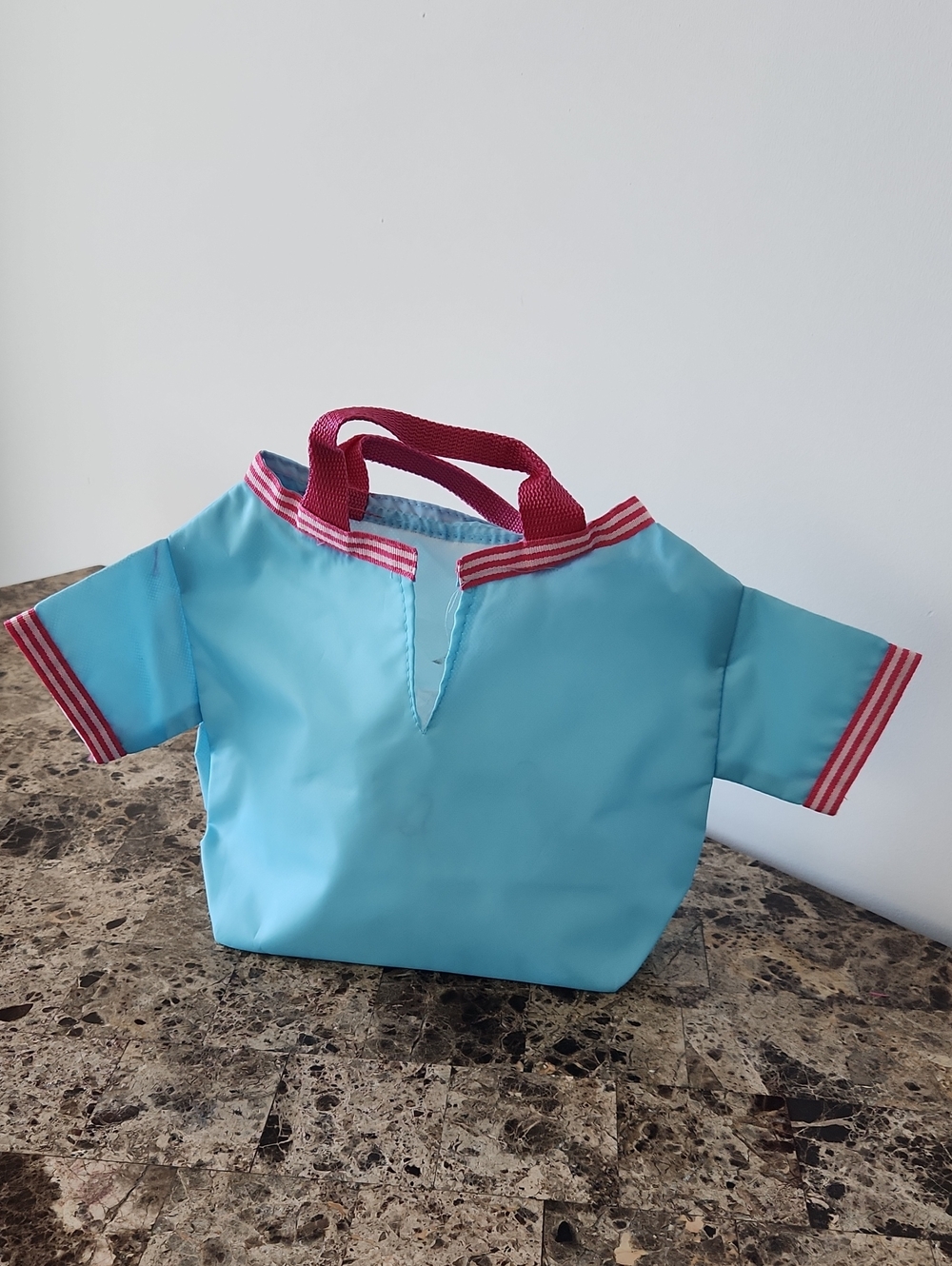 Kids Blue Sailor-Style Tote with Pink Trim